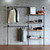 76 In | Wall mounted pipe clothing rack with solid pine shelves and rods, 800 lb