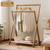 Clothing Rack, Double Rod Garment Storage Rack, Bamboo Foldable Clothes Rail