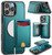 Usroom for iPhone 16 Pro Wallet Case Compatible with Magsafe, Magnetic RFID Blocking Card Holder Kickstand 2 in 1 Detachable Case for iPhone 16 Pro 6.3", Bluish Green