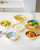 Soup Bowls with Handles Set of 4, 20 Oz Indented Grooved Ceramic Bowls, 6.5 Inch