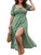 Dress Square Neck Split Puff Sleeve Sundress Casual Vacation