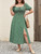 Dress Square Neck Split Puff Sleeve Sundress Casual Vacation