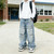 Baggy Jeans for Boys Cargo Jeans, Mid Rise Elastic Waist Multi-Pockets