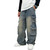 Mid Rise Elastic Waist Multi-Pockets Denim Pants School Streetwear Size 8-12