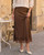 VividMosaic Lace Trim Satin Midi Skirt
