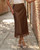 VividMosaic Lace Trim Satin Midi Skirt