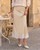 VividMosaic Lace Trim Satin Midi Skirt