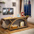 Entryway Table with Half Moon Frame for Hallway Living Room, Gray & Black (Light Brown)