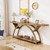 Entryway Table with Half Moon Frame for Hallway Living Room, Gray & Black (Light Brown)