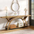 Entryway Table with Half Moon Frame for Hallway Living Room, Gray & Black (Light Brown)