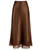 VividMosaic Lace Trim Satin Midi Skirt
