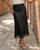 VividMosaic Lace Trim Satin Midi Skirt