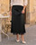 VividMosaic Lace Trim Satin Midi Skirt