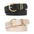 2 Pack Women's Leather Belts for Jeans Dresses