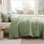 Boho Sage Green Quilt Queen Size Bedding Sets with Pillow Sham