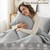 Light Grey Damask Quilt King Size Bedding Sets with 2 Pillow Shams