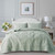 Sage Green Damask Quilt Queen Size Bedding Sets with 2 Pillow Shams
