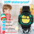 Digital Kids Watch 30 M Waterproof, 7 Color Lights Time Teaching Watch Easy to Read