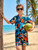 Boys 2 Piece Hawaiian Outfit Summer Button Down Shirt and Pocket