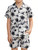 Boys 2 Piece Hawaiian Outfit Summer Button Down Shirt and Pocket Short Sets