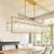 Gold Crystal Chandeliers for Dining Room, 42" Large Rectangular Water Ripple Glass