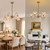 Vintage Chandelier in Matte Antique Brass Finish with Amber Flower-Shaped