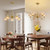 5-Light Vintage Chandelier in Brushed Gold Finish with Amber Flower-Shaped