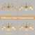 5-Light Vintage Chandelier in Brushed Gold Finish with Amber Flower-Shaped