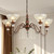 5-Light Vintage Chandelier in Antique Red Bronze Finish with Flower-Shaped Glass Shades