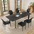 Dining Table Set for 6, Dark Grey Table+6 Black Chairs | 63 to 78.7 Inch MDF Kitchen Table