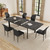Dining Table Set for 6, Dark Grey Table+6 Black Chairs | 63 to 78.7 Inch MDF Kitchen Table