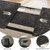 Dining Table Set for 6, Dark Grey Table+6 U-Shaped White Chairs | 63 to 78.7 Inch