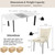 HIPIHOM Dining Table Set for 6, White Table+6 Beige Fabric Chairs