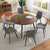 1" Extendable Round Dining Table Set of 6, Mid Century Wooden Round Kitchen Table