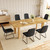 Dining Table Set for 6, Table+6 U-Shaped Black Chairs | 63-78.7'' MDF Dining Room Table Set