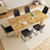 Dining Table Set for 6, Table+6 U-Shaped Black Chairs | 63-78.7'' MDF Dining Room Table Set