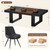 Sturdy Stable Dining Table with 6 Chairs, Rectangular Kitchen Table Set for 6
