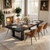 Rectangular Kitchen Table Set for 6,(Black & Walnut Table+6 Brown Chairs)