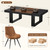 Rectangular Kitchen Table Set for 6,(Black & Walnut Table+6 Brown Chairs)