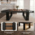 Rectangular Kitchen Table Set for 6,(Black & Walnut Table+6 Brown Chairs)