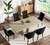 7 Pieces Extendable Dining Table Set for 6, 63"-79" Faux Mars Kitchen Table Set with 6 Black Chairs