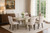 63"-79" Expandable Kitchen Table Set with 6 Beige Chairs,Spacing Saving Faux Mars Dinner Tables Set for 6
