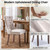 63"-79" Expandable Kitchen Table Set with 6 Beige Chairs,Spacing Saving Faux Mars Dinner Tables Set for 6