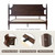 Solid Wood Queen Size Platform Bed Frame with Headboard & Footboard, Center Metal Legs, 12 Heavy-Duty Slats, Noise-Free