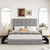Allewie Upholstered Queen Size Platform Bed Frame with 4 Storage Drawers and Headboard, Square Stitched Button Tufted