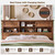 Farmhouse King Size Bed Frame with 54" Tall Headboard, Charging Station | eadboard with 4 Storage Rack, 2 Drawers