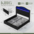 King Size Bed Frame and Headboard & 4 Storage Drawers, Black | Upholstered Platform Bed Frame with RGB LED Lights & Charging Station