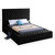 Pemberly Row Modern Solid Wood Tufted Velvet King Bed, Black Upholstery, Headboard with Storage Rails and Footboard
