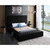 Pemberly Row Modern Solid Wood Tufted Velvet King Bed, Black Upholstery, Headboard with Storage Rails and Footboard