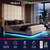Belffin King Size Floating Bed Frame with 72.44" Extra-Tall Headboard | Luxury Velvet Upholstered Bed Frame with LED Lighting
